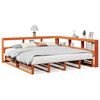 vidaXL Seng med bokhylle uten madrass voksbrun 180x200 cm heltre furu