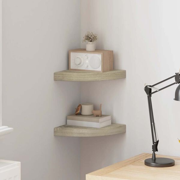 vidaXL Flytende vegghyller 2 stk eik 25x25x3,8 cm MDF