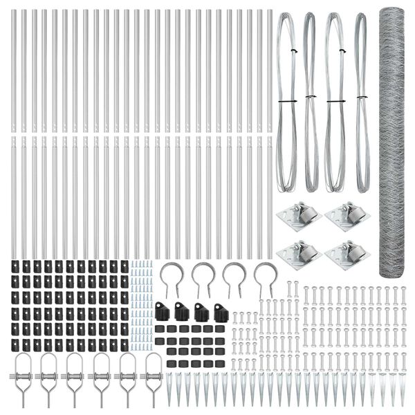 vidaXL Gjerdep&aring;le s&oslash;lv 50 x 1,5 m (36 mm nett) St&aring;l