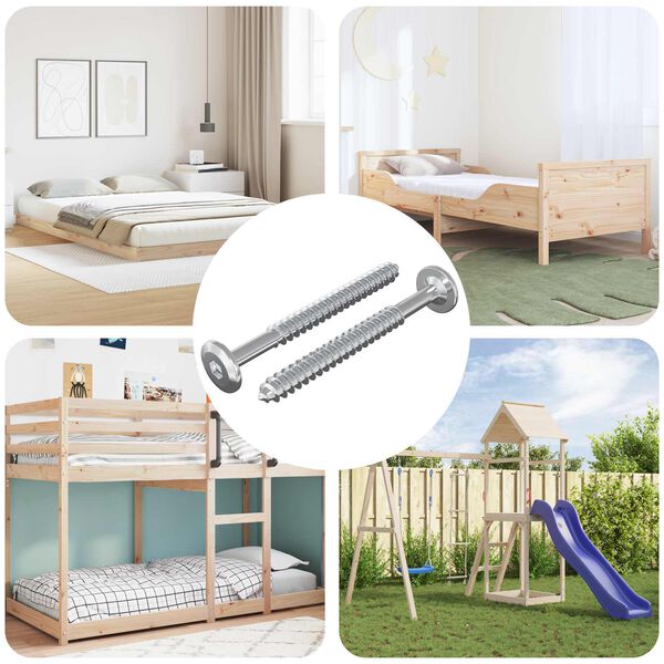 vidaXL Trefester 2 pcs s&oslash;lv M6 x 70 mm St&aring;l