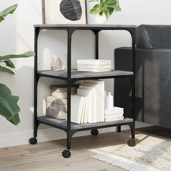 vidaXL Skriverbord 3 hyller gr&aring; sonoma 50x41x75 cm konstruert tre