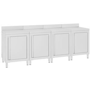 vidaXL Kommersielt arbeidsbord med skap 240x60x96 cm rustfritt st&aring;l