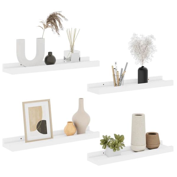 vidaXL Vegghyller 4 stk hvit 40x9x3 cm