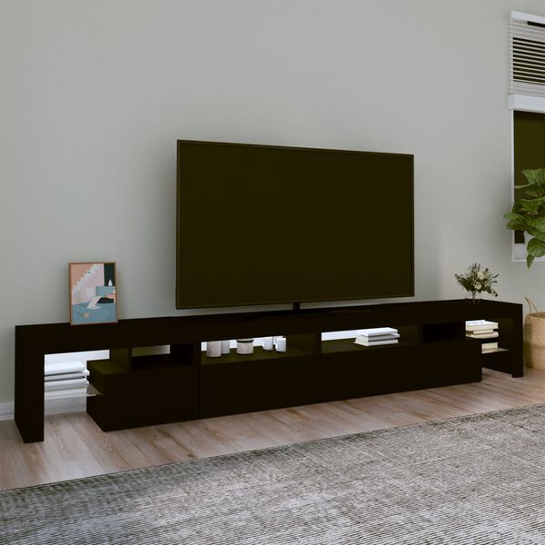 vidaXL TV-benk med LED-lys svart 260x36,5x40 cm
