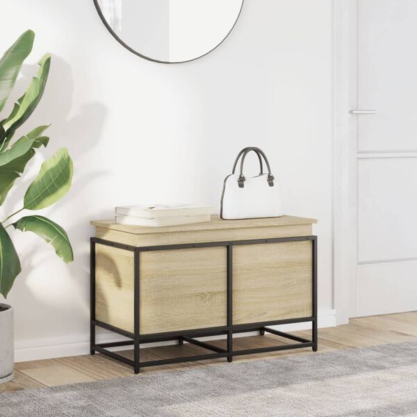 vidaXL Oppbevaringsboks lokk sonoma eik 80x40x51,5 cm konstruert tre