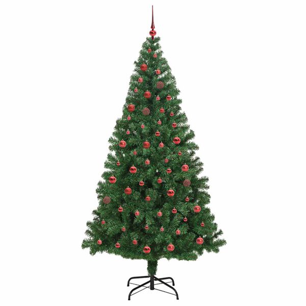 vidaXL Kunstig juletre med 300 LED gr&oslash;nn 210 cm PVC og St&aring;l og Plast