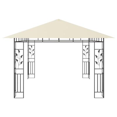 vidaXL Paviljong med myggnett og LED-lysslynge 4x3x2,73 m kremhvit