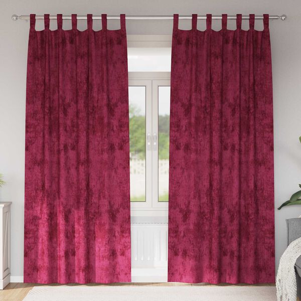 vidaXL Fl&oslash;yel Gardiner med gardiner 2 pcs Vinr&oslash;d 260 x 140 cm Fl&oslash;yel