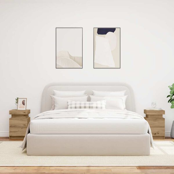 vidaXL Nattbord 2 stk med LED artisan eik 35x39x55 cm konstruert tre