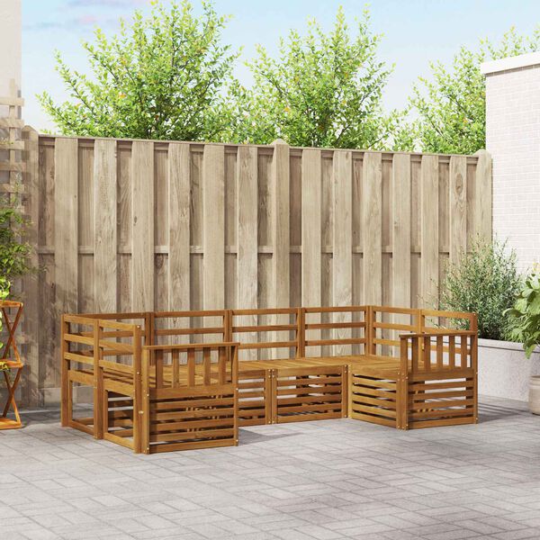 vidaXL Sofasett 6 pcs Naturlig Solid akasietre