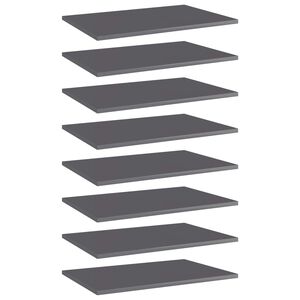 vidaXL Hylleplater 8 stk h&oslash;yglans gr&aring; 60x40x1,5 cm konstruert tre