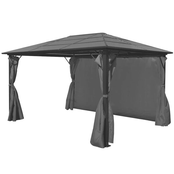 vidaXL Paviljong med gardin antrasitt aluminium 400x300 cm