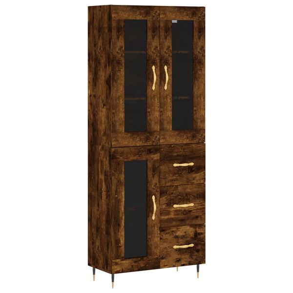 vidaXL Highboard r&oslash;kt eik 69,5x34x180 cm konstruert tre