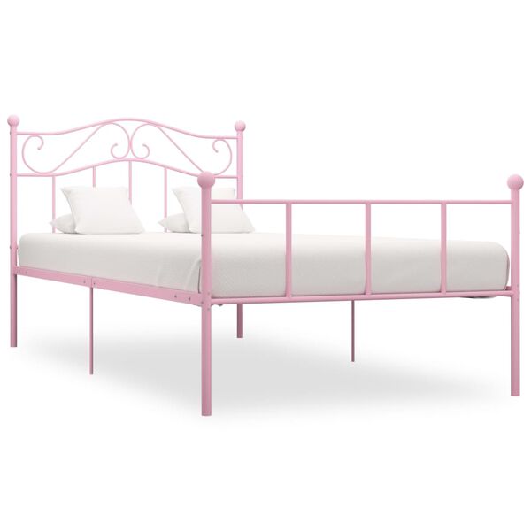 vidaXL Sengeramme rosa metall 90x200 cm