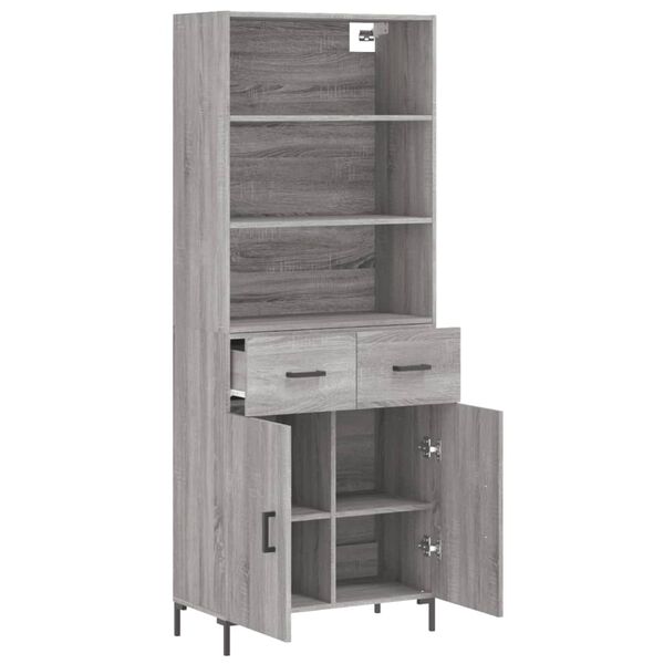 vidaXL Highboard grå sonoma 69,5x34x180 cm konstruert tre