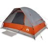 vidaXL Kuppeltelt for camping 4 personer gr&aring; og oransje vanntett