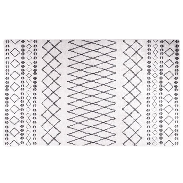 vidaXL Teppe vaskbart svart og hvit 120x170 cm sklisikker