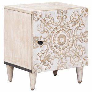 vidaXL Nattbordskap Hvit 40 x 33,5 x 46 cm Massiv mango tre