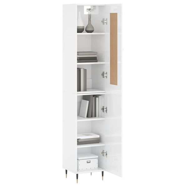 vidaXL Highboard h&oslash;yglans hvit 34,5x34x180 cm konstruert tre