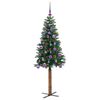 vidaXL Slim juletre med 150 LED gr&oslash;nn 150 cm PVC og Massivt Furu tre