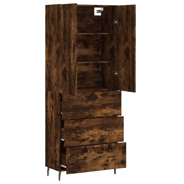 vidaXL Highboard r&oslash;kt eik 69,5x34x180 cm konstruert tre