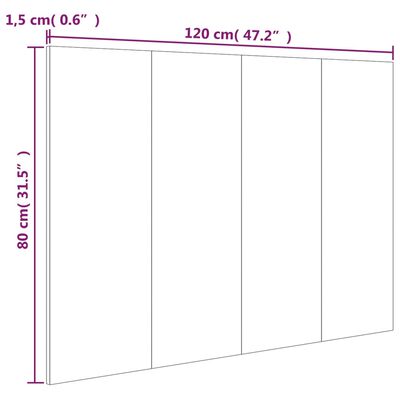 vidaXL Sengegavl høyglans hvit 120x1,5x80 cm konstruert tre