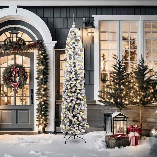 vidaXL Kunstig juletre med 300 LED gr&oslash;nn 210 cm PVC og st&aring;l og plast