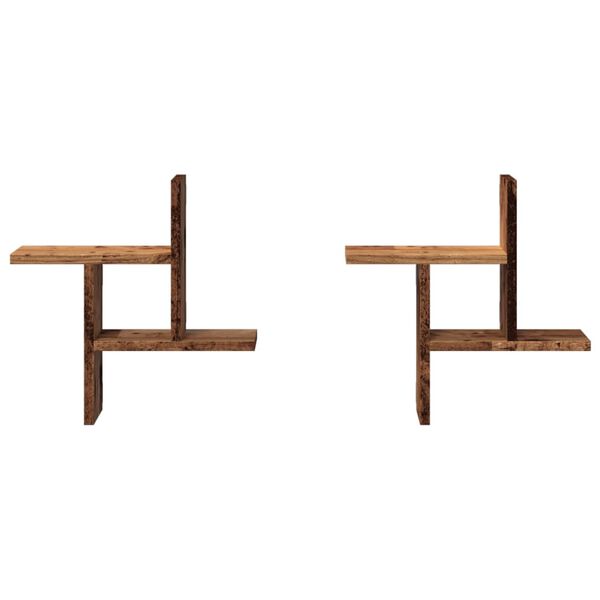 vidaXL Vegghyller 2 stk gammelt tre 38x12x38 cm konstruert tre
