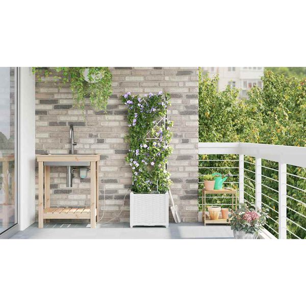 vidaXL Hageblomsterpotte Hvit 40 x 40 x 142 cm Plast