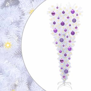 vidaXL Kunstig juletre med 150 LED med stativ Hvit 120 cm PVC og St&aring;l