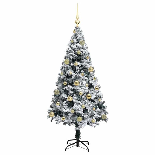 vidaXL Kunstig juletre med 150 LED grønn 150 cm PVC og Stål og Plast