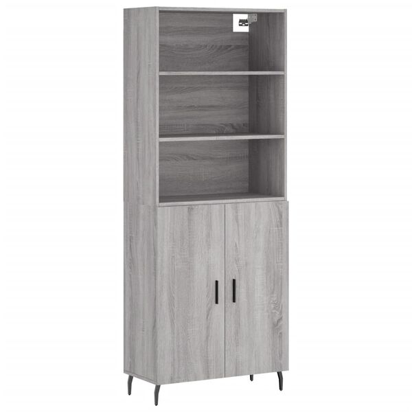 vidaXL Highboard gr&aring; sonoma 69,5x34x180 cm konstruert tre