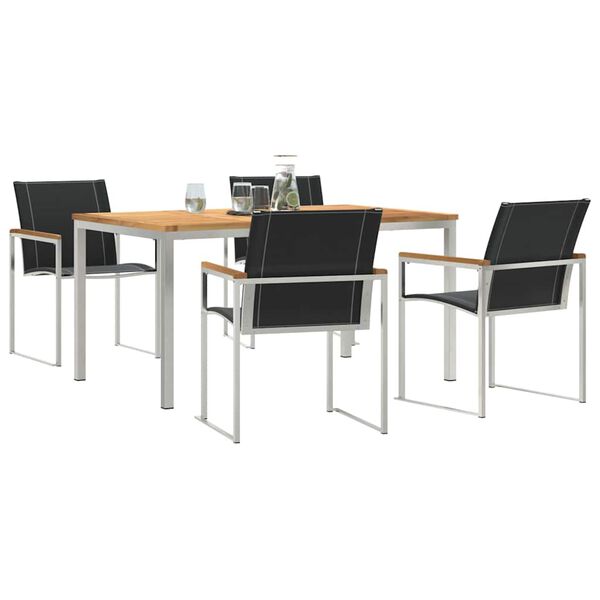 vidaXL Hage Spisegruppe 5 pcs Brun Solid akasietre