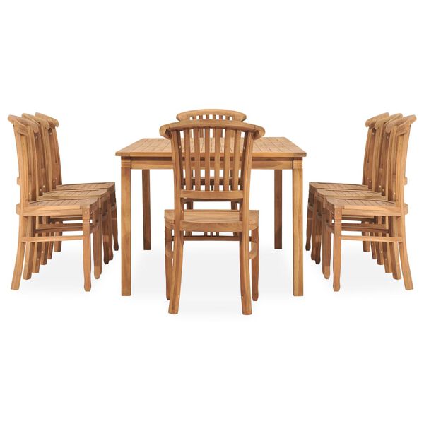 vidaXL Hagespisestue 9 deler heltre teak