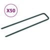 vidaXL Spikre for kunstgress 50 stk U-formet jern