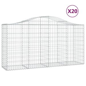 vidaXL Gabionkurver buede 20 stk 200x50x100/120 cm galvanisert jern