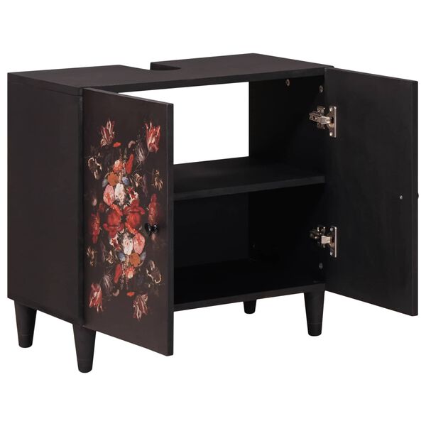 vidaXL Vaskeskap med d&oslash;r Flerfarget 62 x 33 x 58 cm Massiv mango tre