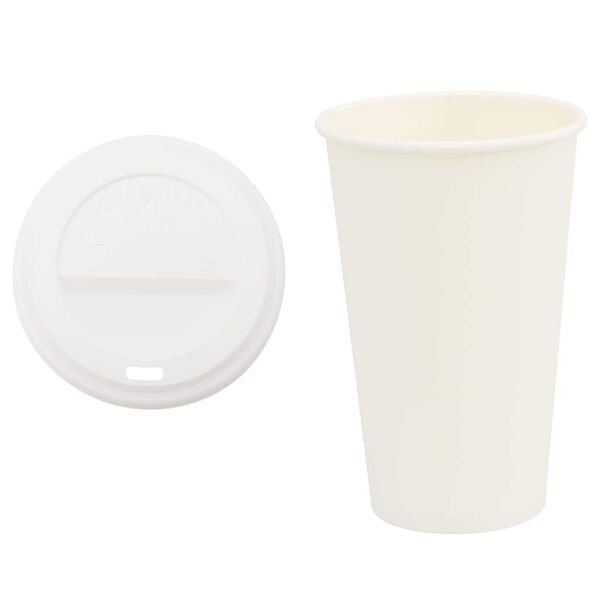 vidaXL Papir kaffekopper med lokk 1000 stk 16oz 400 ml