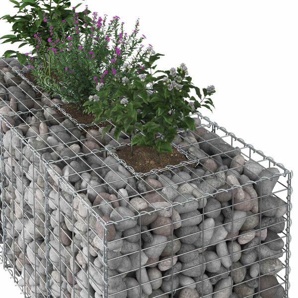 vidaXL Gabion hevet seng s&oslash;lv 140 x 60 x 55 cm Galvanisert St&aring;l