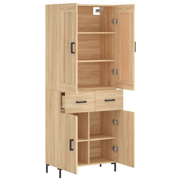 vidaXL Highboard sonoma eik 69,5x34x180 cm konstruert tre