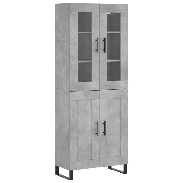 vidaXL Highboard betonggr&aring; 69,5x34x180 cm konstruert tre