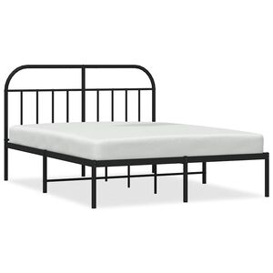 vidaXL Sengeramme i metall med sengegavl svart 150x200 cm