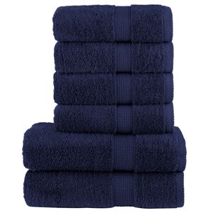 vidaXL Premium h&aring;ndklesett 6 deler SOLUND marinebl&aring; 600 g/m2