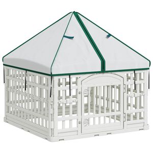 vidaXL 4 Panel Hundegjerde med Tak 88 x 88 x 112 cm Plast Hvit