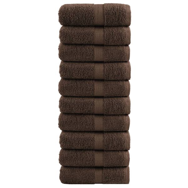 vidaXL Premium vaskeh&aring;ndkl&aelig;r SOLUND 10 stk brune 30x30 cm 600 g/m&sup2;