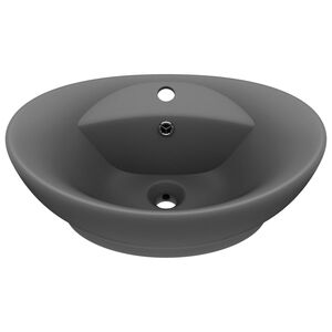 vidaXL Luksuri&oslash;s servant overl&oslash;p oval matt m&oslash;rkegr&aring; 58,5x39cm keramisk