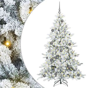 vidaXL Kunstig sammensatt juletre med 300 LED Hvit 180 cm PVC og st&aring;l