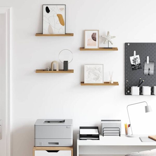 vidaXL Vegghylle med hylle 4 pcs Brun 40 x 9 x 3 cm Konstruert tre