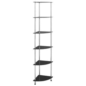 vidaXL Hylle 6 etasjer svart 30x30x160 cm herdet glass