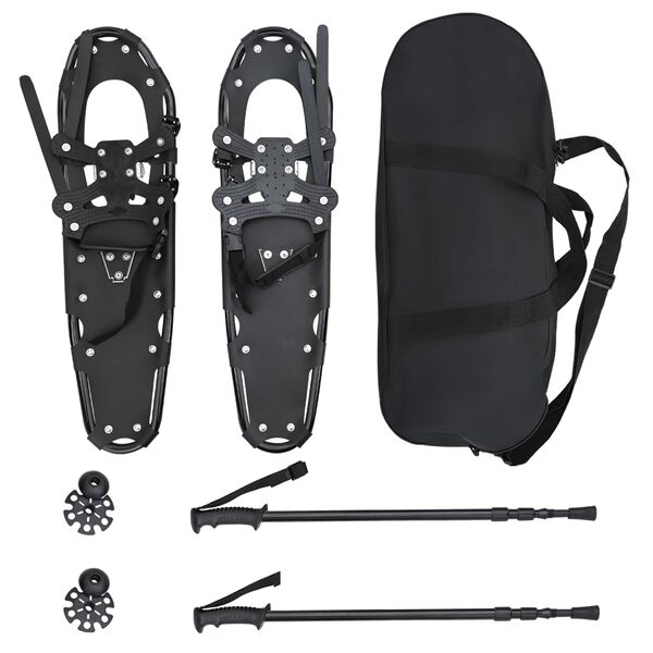 vidaXL 3 I 1 snesko med turstaver Svart 30 tommer Aluminium og HDPE